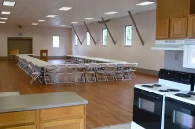 tables and chairs set up