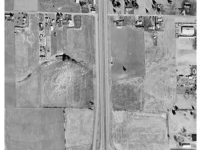 Aerial view of the area where the George Hopper Road exit currently exists in 1969