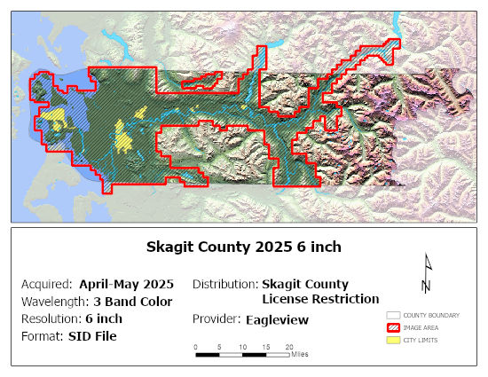 A map showing metadata for the 2025 aerial image