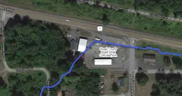 An arial showing how Lorenzan Creek cuts underneath the County Road Shop.
