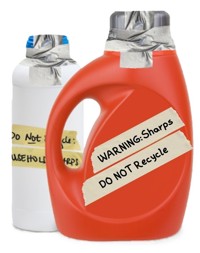 thick plastic bottles with warning lables